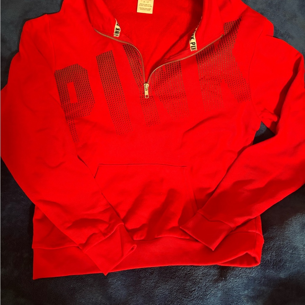 PINK Victoria's Secret Bold Red Zip-Up Sweater